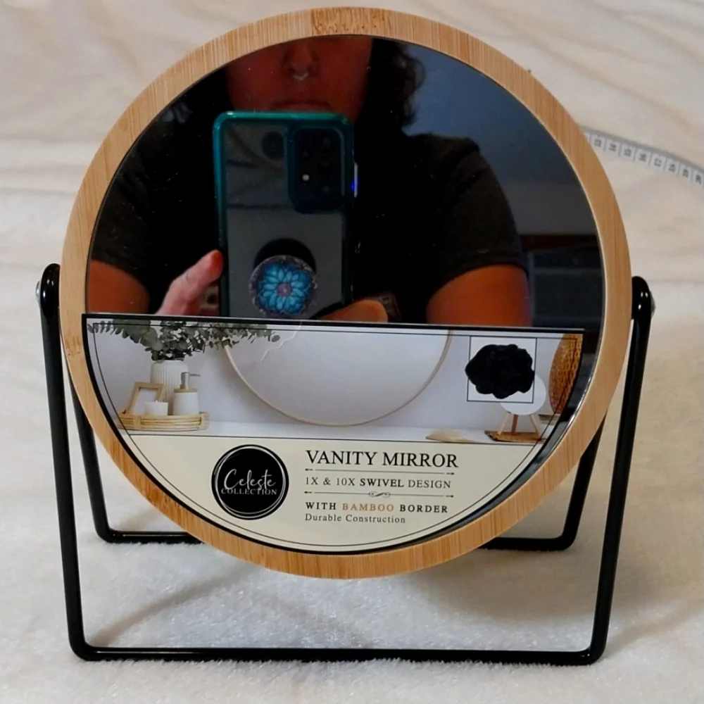 1X & 10X SWIVEL DESIGN BAMBOO BORDER VANITY MIRROR size 7